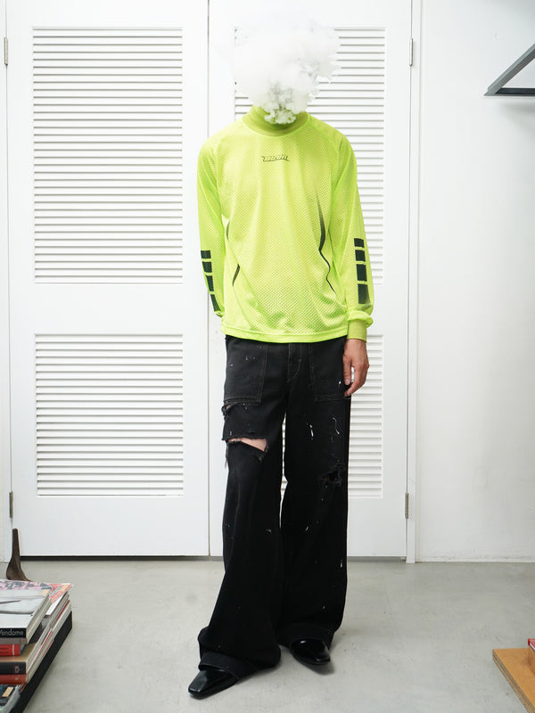 "BOILER ROOM" -Polyester Mesh L/S Mock Neck Tee-