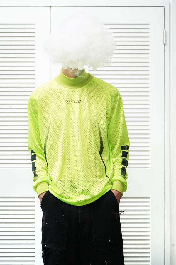 "BOILER ROOM" -Polyester Mesh L/S Mock Neck Tee-