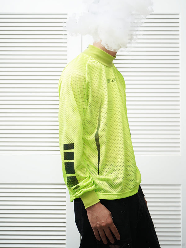 "BOILER ROOM" -Polyester Mesh L/S Mock Neck Tee-