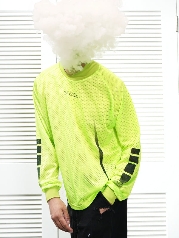"BOILER ROOM" -Polyester Mesh L/S Mock Neck Tee-