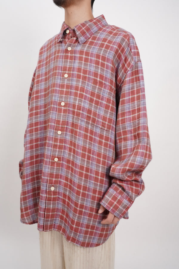 "ORVIS" -Check Pattern Linen L/S Shirts-