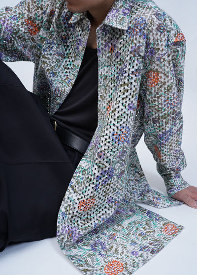 -CUT WORK DIGITAL PRINT SHIRT-
