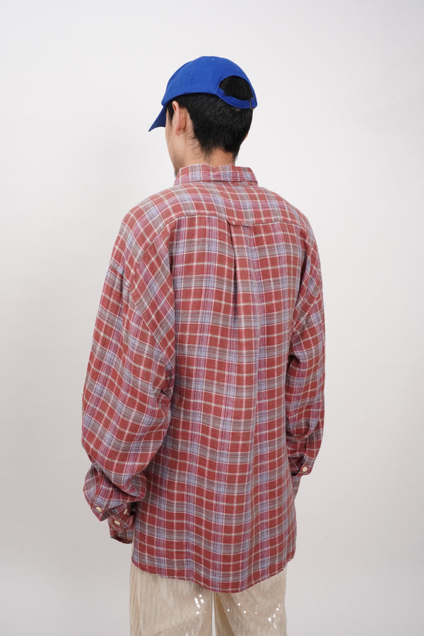 "ORVIS" -Check Pattern Linen L/S Shirts-