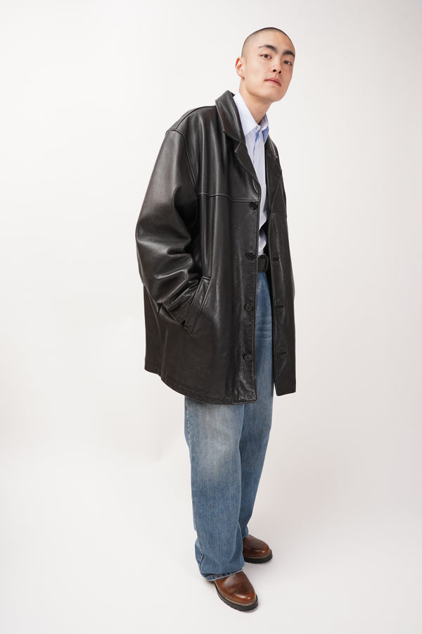 "DOCKERS" -Leather Car Coat-