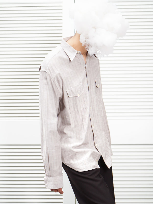 90's "GIORGIO ARMANI" -Woven-Pattern L/S shirt-