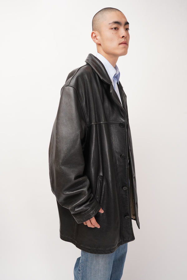 "DOCKERS" -Leather Car Coat-