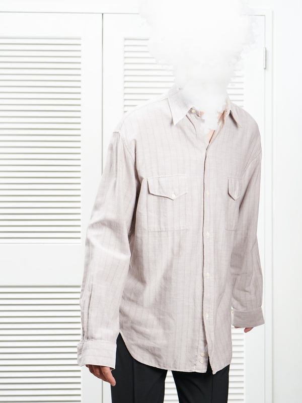 90's "GIORGIO ARMANI" -Woven-Pattern L/S shirt-