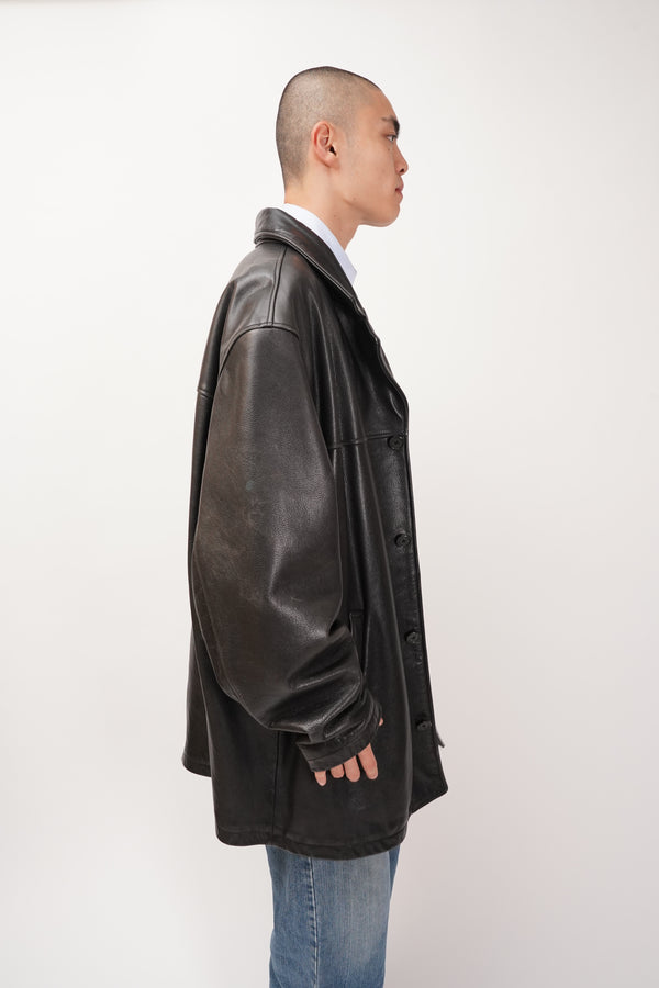 "DOCKERS" -Leather Car Coat-