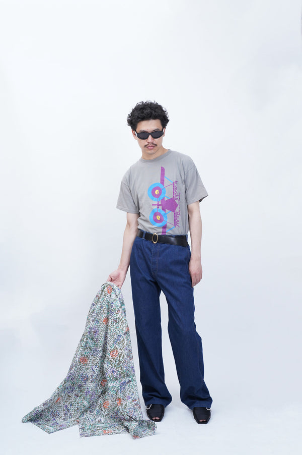 -CUT WORK DIGITAL PRINT SHIRT-