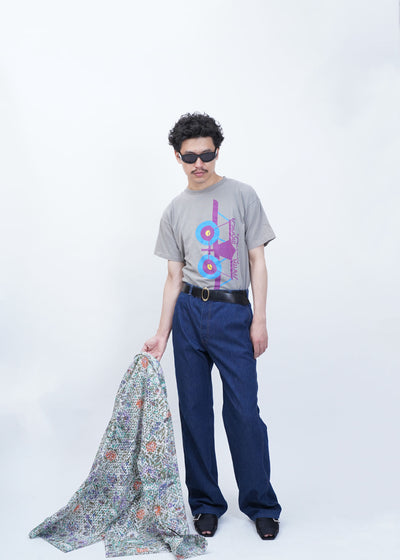 -CUT WORK DIGITAL PRINT SHIRT-