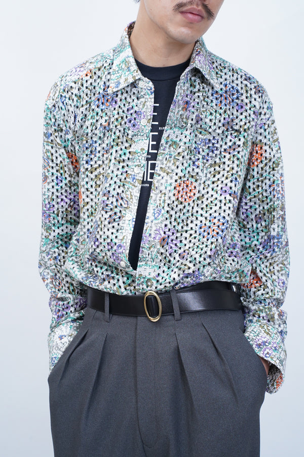 -CUT WORK DIGITAL PRINT SHIRT-