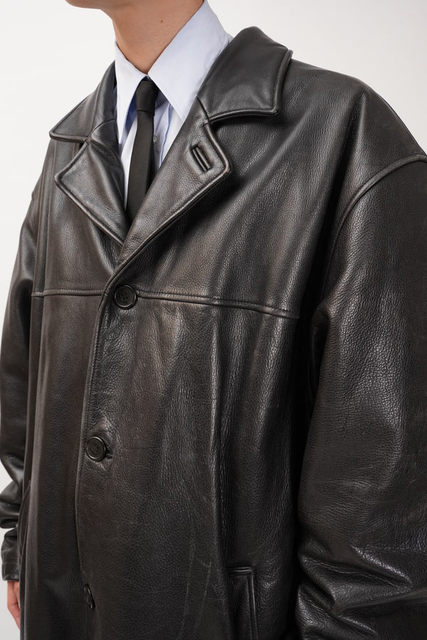 "DOCKERS" -Leather Car Coat-