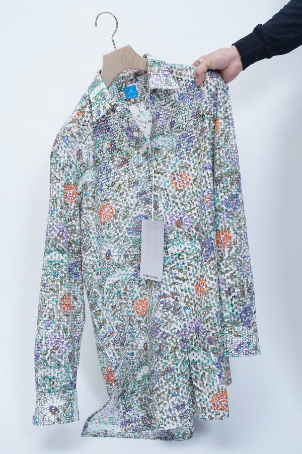 -CUT WORK DIGITAL PRINT SHIRT-