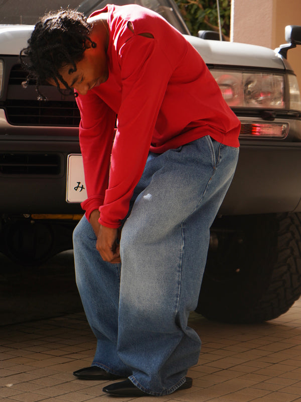 -PLEATED JEANS WOVEN-
