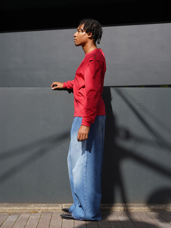 -PLEATED JEANS WOVEN-