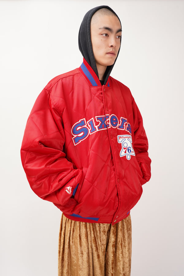 "Hardwood Classics (Majestic)" -76ers Nylon Padding Stadium Jacket-