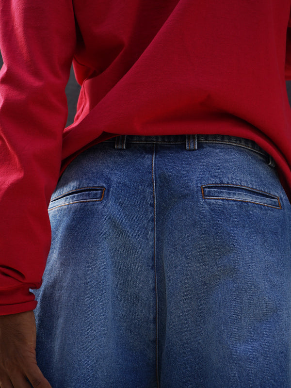 -PLEATED JEANS WOVEN-