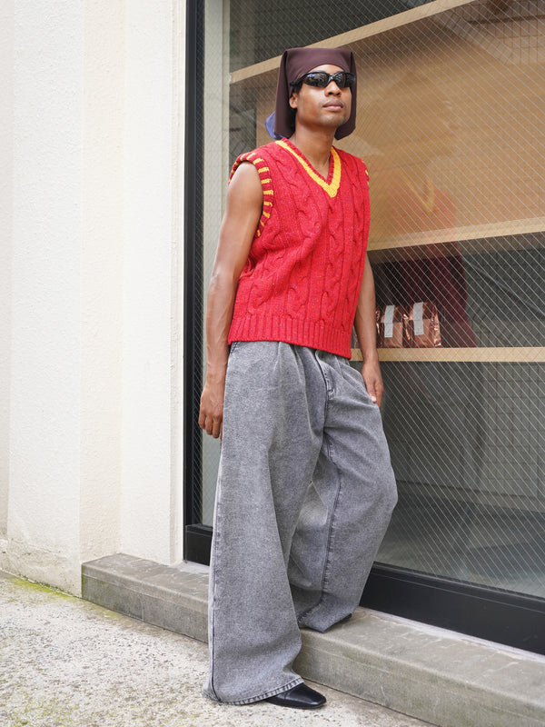 -PLEATED JEANS WOVEN-