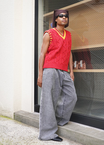 -PLEATED JEANS WOVEN-