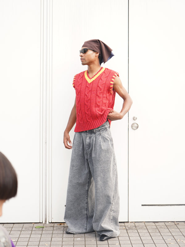 -PLEATED JEANS WOVEN-