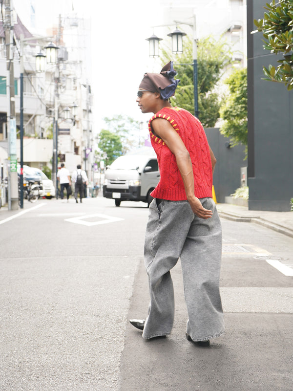 -PLEATED JEANS WOVEN-