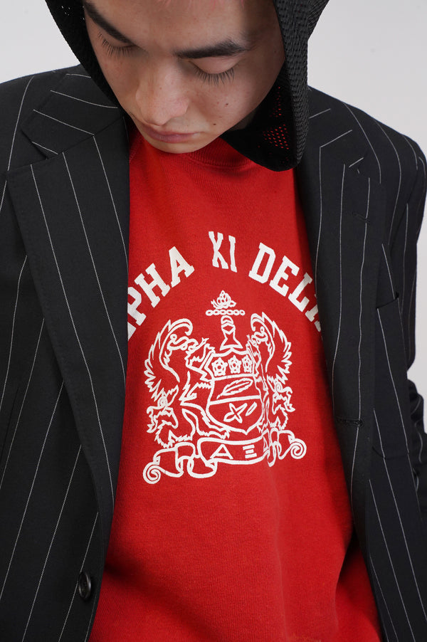 60's "TOWN CRAFT" -"ALPHA XI DELTA" Printed Raglan Cut Off Sweat-