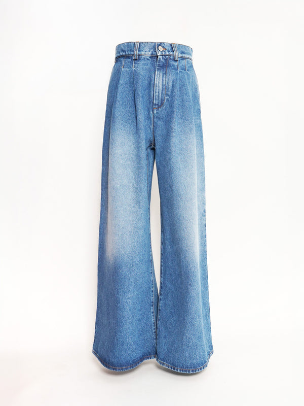 -PLEATED JEANS WOVEN-