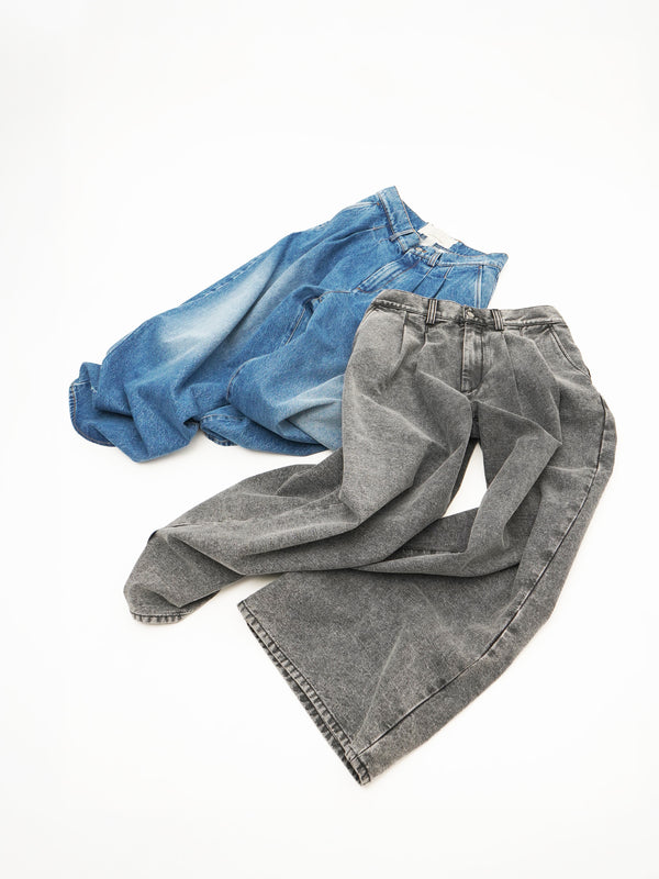 -PLEATED JEANS WOVEN-