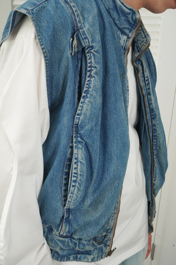 90'S "MARITHE FRANCOIS GIRBAUD" -3D Pocket Design Denim Vest-