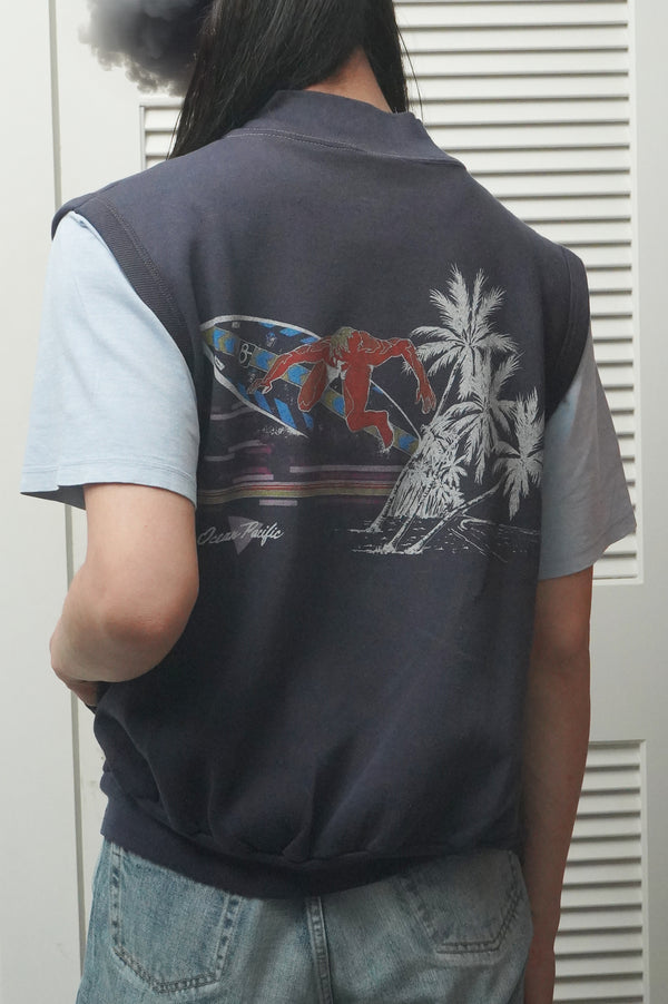 80's "Ocean Pacific" -Sleeveless Zip-up Sweat-