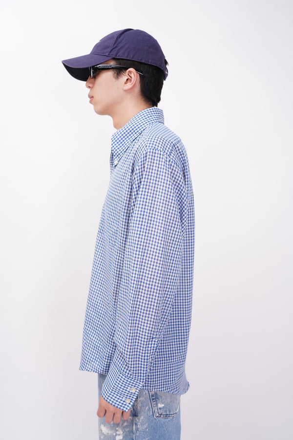 70's "Unknown" -Poly/Cotton L/S B.D Check Shirt-