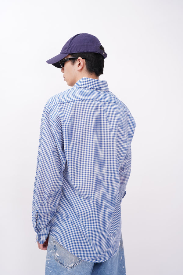 70's "Unknown" -Poly/Cotton L/S B.D Check Shirt-