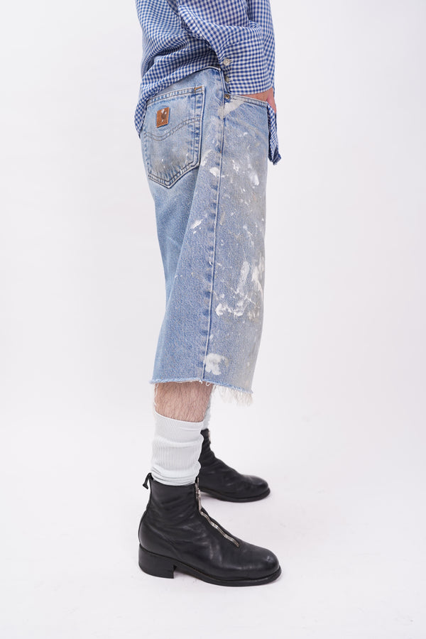 "Carhartt" -Painted Cut-Off Denim Shorts-