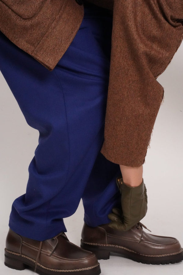 -BAVARIAN LODEN WOOL 2TUCK TAPERED TROUSERS-