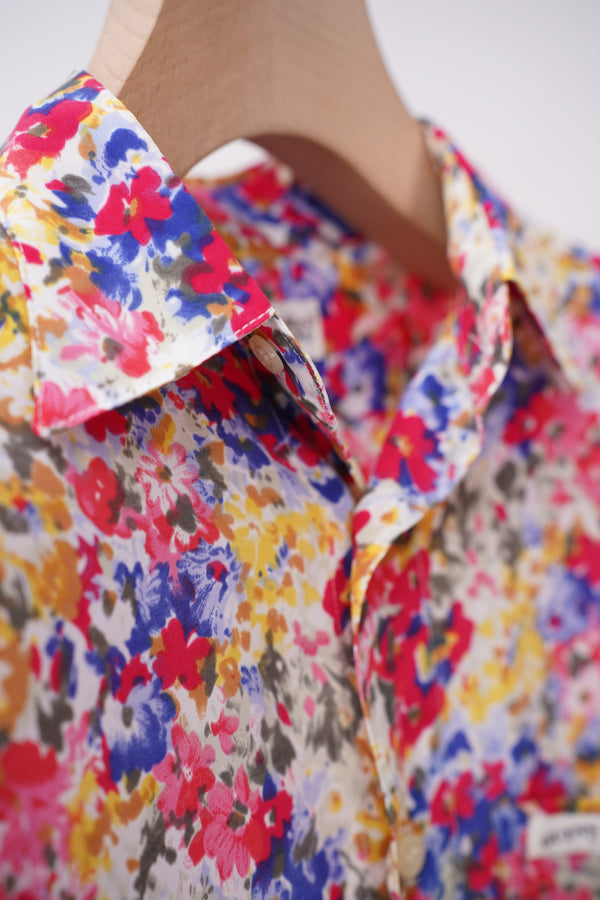 90's "GUESS" -Polyester Flower Pattern S/S Shirt-