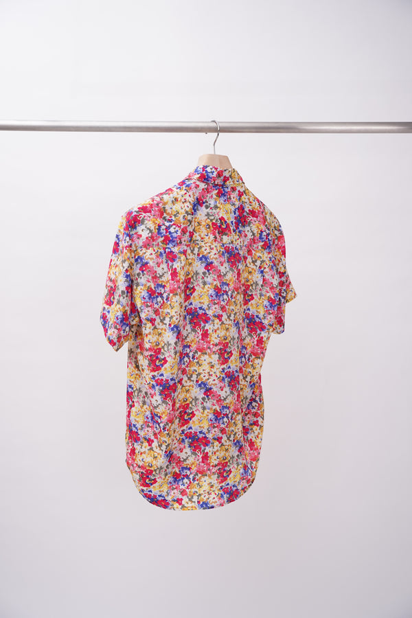 90's "GUESS" -Polyester Flower Pattern S/S Shirt-