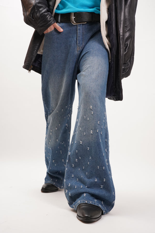 "Unknown" -"Pretty Damaged Denim Baggy Pants-