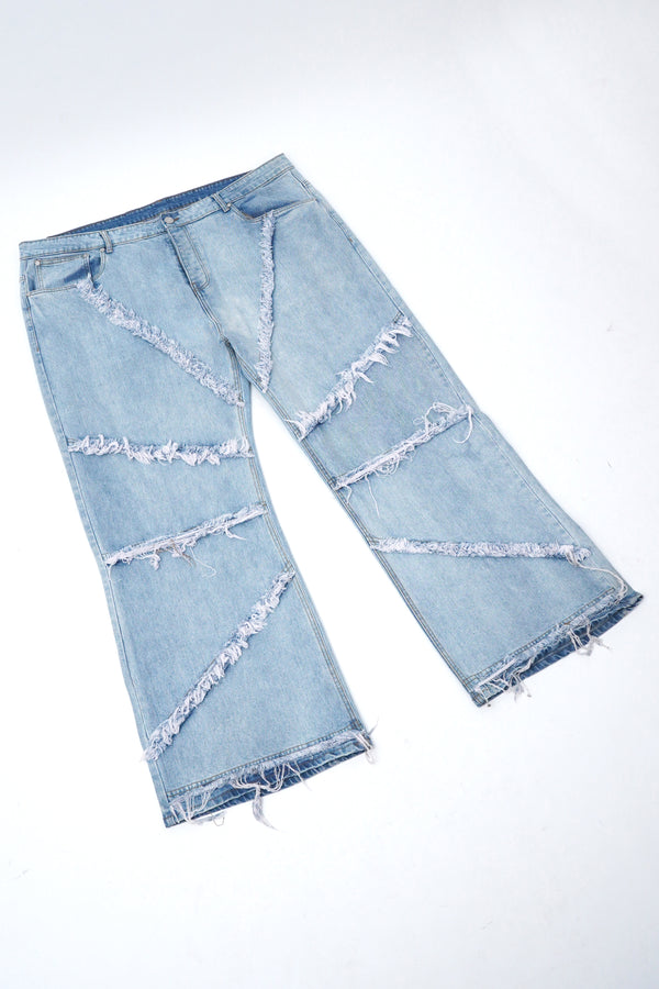 "Unknown" -Fringe Designed Baggy Denim Pants-