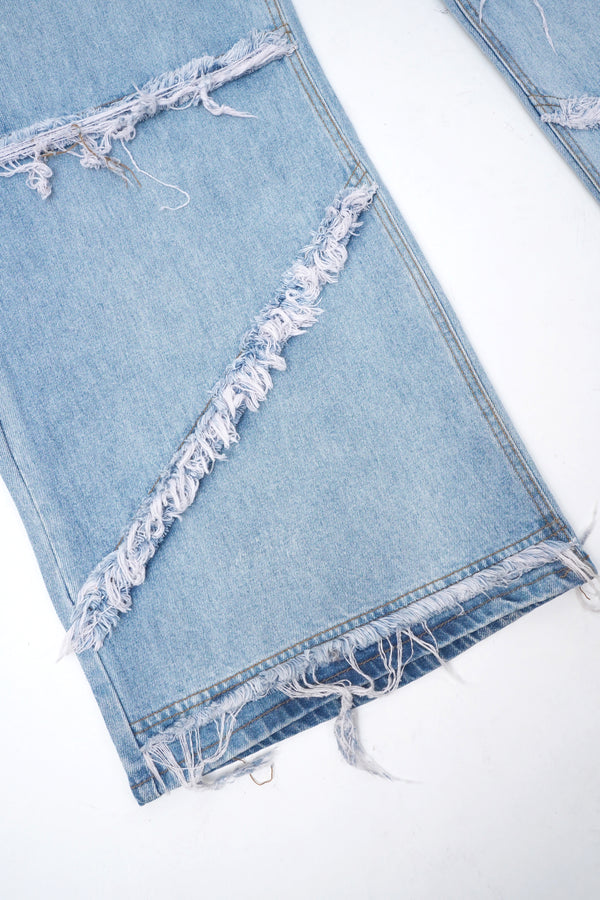 "Unknown" -Fringe Designed Baggy Denim Pants-