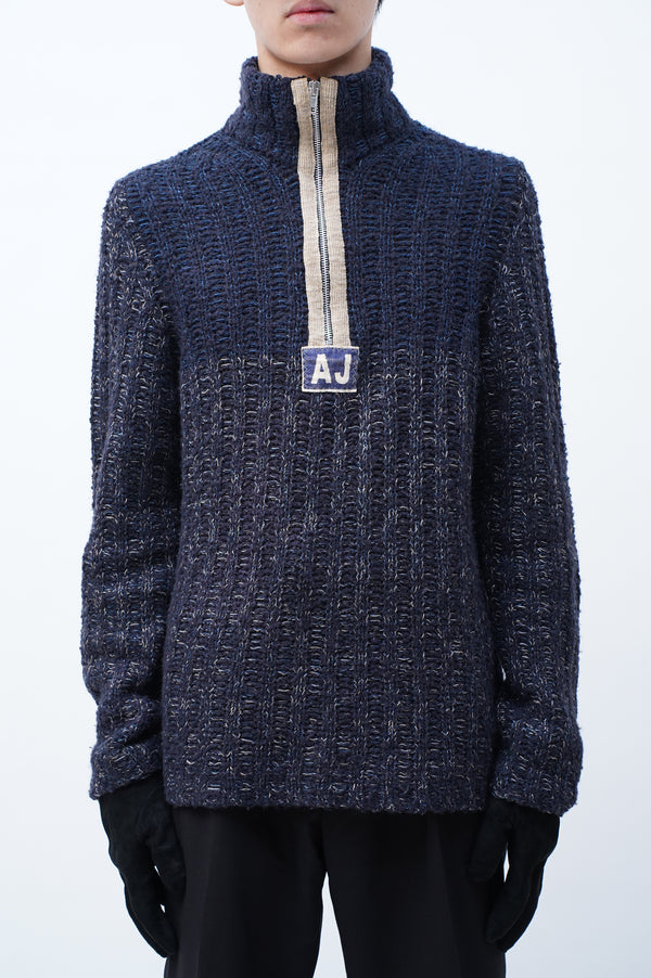 "ARMANI JEANS" -Half Zip Acrylic Knit Sweater-