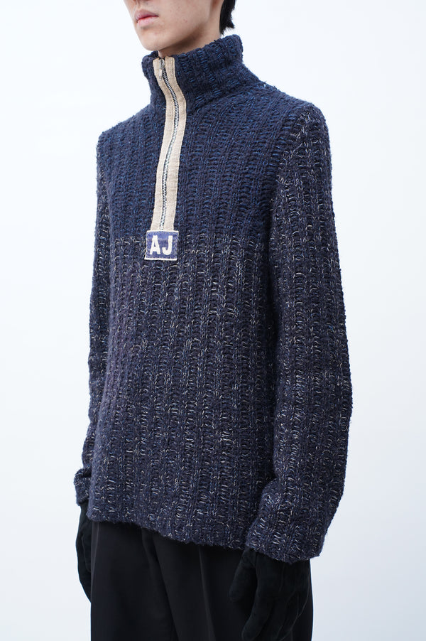 "ARMANI JEANS" -Half Zip Acrylic Knit Sweater-