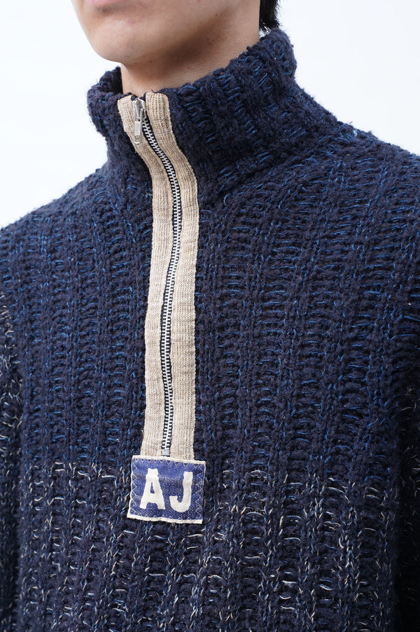 "ARMANI JEANS" -Half Zip Acrylic Knit Sweater-