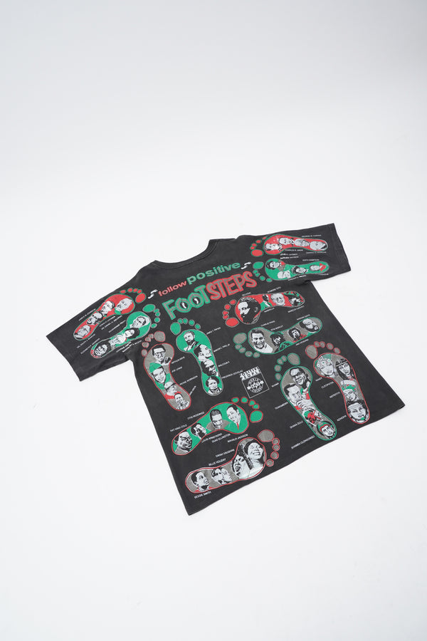 90's "KACY WORLD COLORS" -Positive People Footsteps Multi Printed Tee-