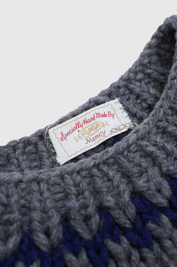 70's "UNKNOWN" -"Handmade for NANCY" Wool Knit Sweater-
