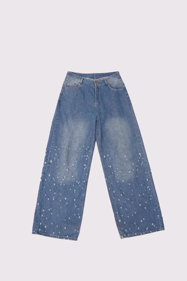 "Unknown" -"Pretty Damaged Denim Baggy Pants-