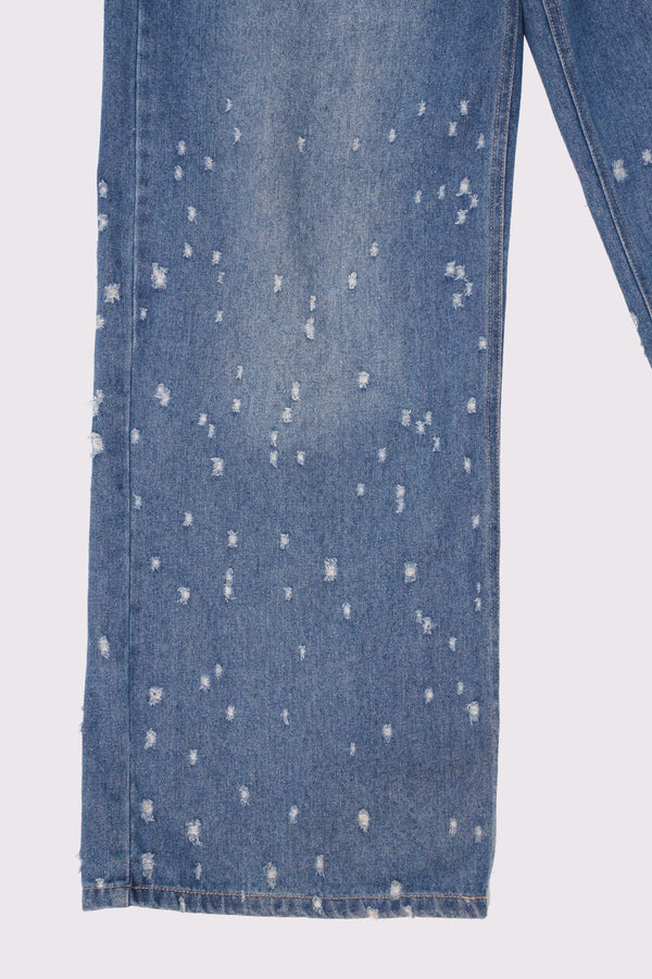 "Unknown" -"Pretty Damaged Denim Baggy Pants-