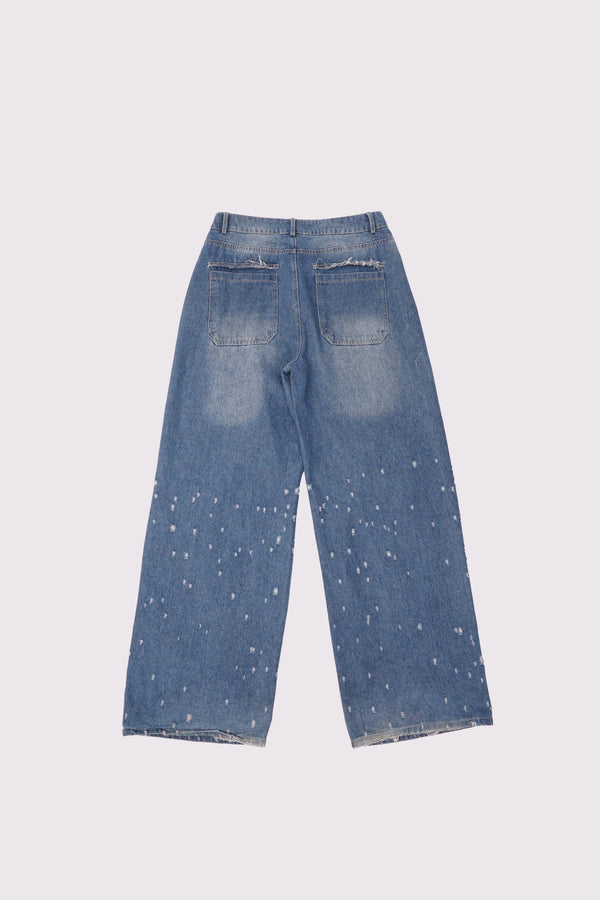 "Unknown" -"Pretty Damaged Denim Baggy Pants-