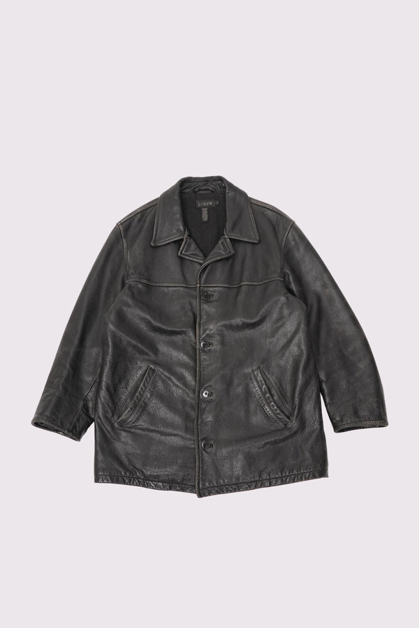 "J.CREW" -Leather Car Coat-