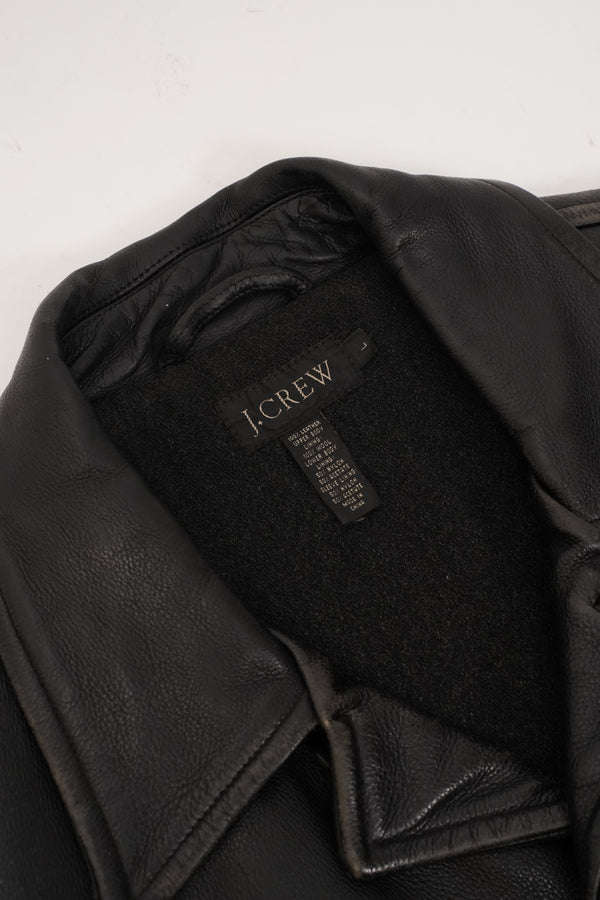 "J.CREW" -Leather Car Coat-