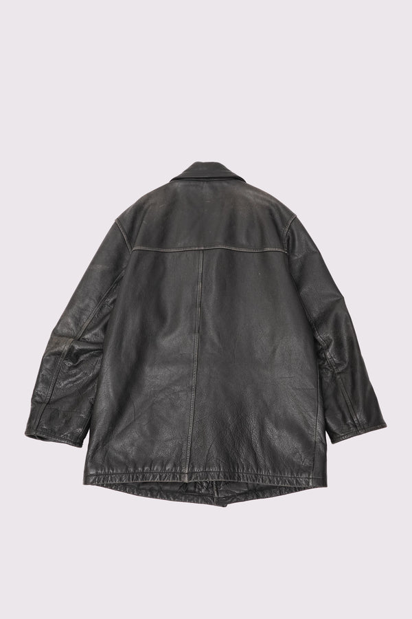 "J.CREW" -Leather Car Coat-